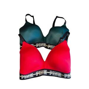 2 Victoria Secrets Pink 34DD where everywhere wireless lightly lined bras